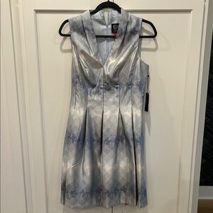 Vince Camuto Blue and Gray Sheath Mini Dress